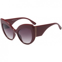 Oversized New Fashion Oversized Frame Cat Sunglasses PC Lens - Wine Red - CW18ES0OT9O $20.98