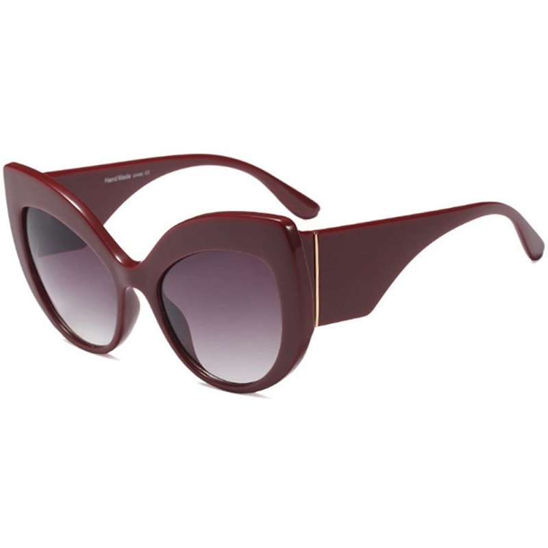 Oversized New Fashion Oversized Frame Cat Sunglasses PC Lens - Wine Red - CW18ES0OT9O $10.08