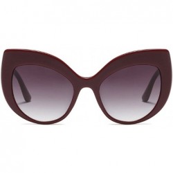 Oversized New Fashion Oversized Frame Cat Sunglasses PC Lens - Wine Red - CW18ES0OT9O $10.08