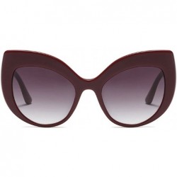 Oversized New Fashion Oversized Frame Cat Sunglasses PC Lens - Wine Red - CW18ES0OT9O $10.08