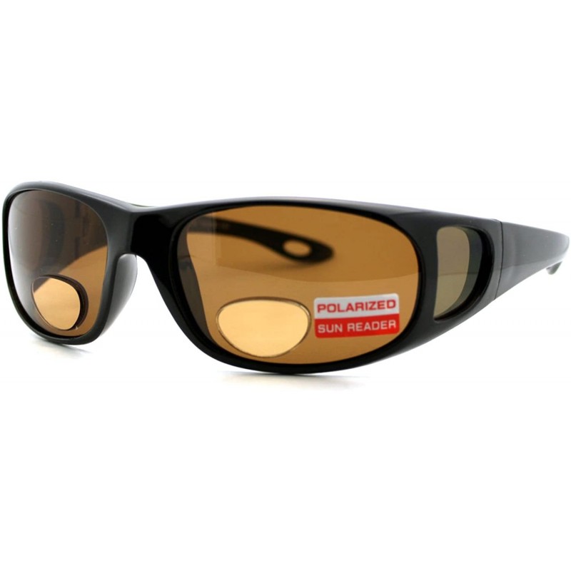 Rectangular Polarized Bifocal Sunglasses Mens Rectangular Black Frame - Black (Brown) - C7188U98AEX $13.73