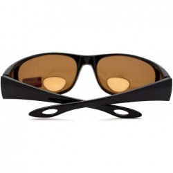 Rectangular Polarized Bifocal Sunglasses Mens Rectangular Black Frame - Black (Brown) - C7188U98AEX $13.73