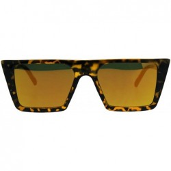 Cat Eye Womens Color Mirror Squared Flat Top Goth Cat Eye Sunglasses - Tortoise Orange - CQ189U6ASYT $11.11