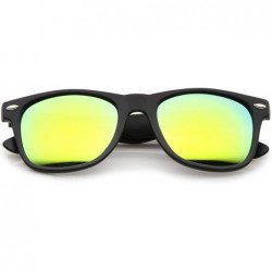 Wrap Matte Finish Reflective Color Mirror Lens Large Square Horn Rimmed Sunglasses 55mm - Matte / Yellow - CD12JBQLFJ5 $8.89
