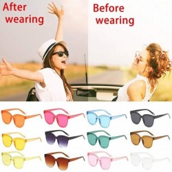 Square Classic Women Square Sunglasses for 100% UV Protection Flat Lens Fashion Shades Transparent Candy Color Eyewear - CN19...