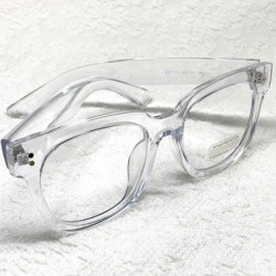 Oval Retro Nerd Geek Oversized Eye Glasses Horn Rim Framed Clear Lens Spectacles - Crystal 21410 - CV195DYM8S6 $15.80