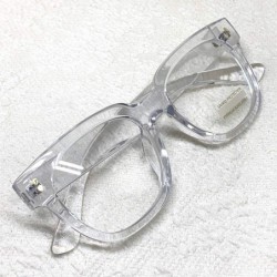 Oval Retro Nerd Geek Oversized Eye Glasses Horn Rim Framed Clear Lens Spectacles - Crystal 21410 - CV195DYM8S6 $15.80