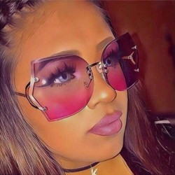 Rimless Fashion Oversized Rimless Sunglasses Women Clear Lens Glasses - A - C718R0QT0Y5 $11.29