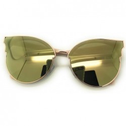 Rimless Oversized Sunglasses for Women - Fashion Mirrored Cat Eye Sunglasses with Rimless Design - Gold - C518NIC8OTY $9.76