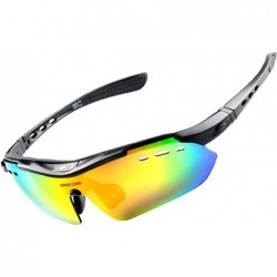 Sport Polarized Sunglasses Interchangeable Cycling Baseball - Black - CQ184KE9NO6 $96.19