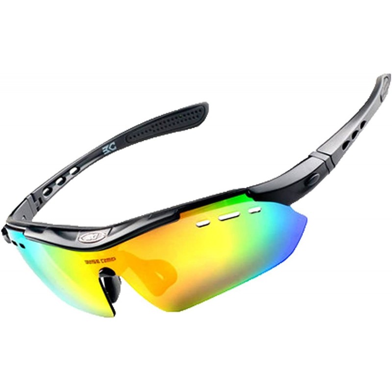 Sport Polarized Sunglasses Interchangeable Cycling Baseball - Black - CQ184KE9NO6 $54.42