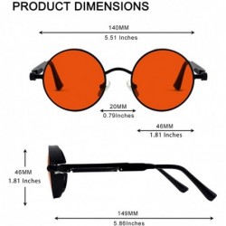 Round Retro Round Circle Steampunk Sunglasses Polarized Metal Alloy for Women Men MTS2 - A Black Frame Red Lens - C4194L6A020...
