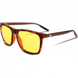 Square Night Vision Driving Glasses Mens Polarized Anti-Glare Eyewear B2293 - 2 Tortoise - C0180M3U98K $28.00