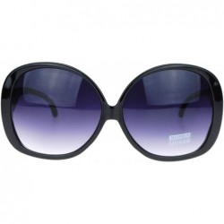 Oversized Wavy Curly Drop Temple Extra Large Round Butterfly Sunglasses - Black Smoke - CQ11YNNH9ZV $19.32