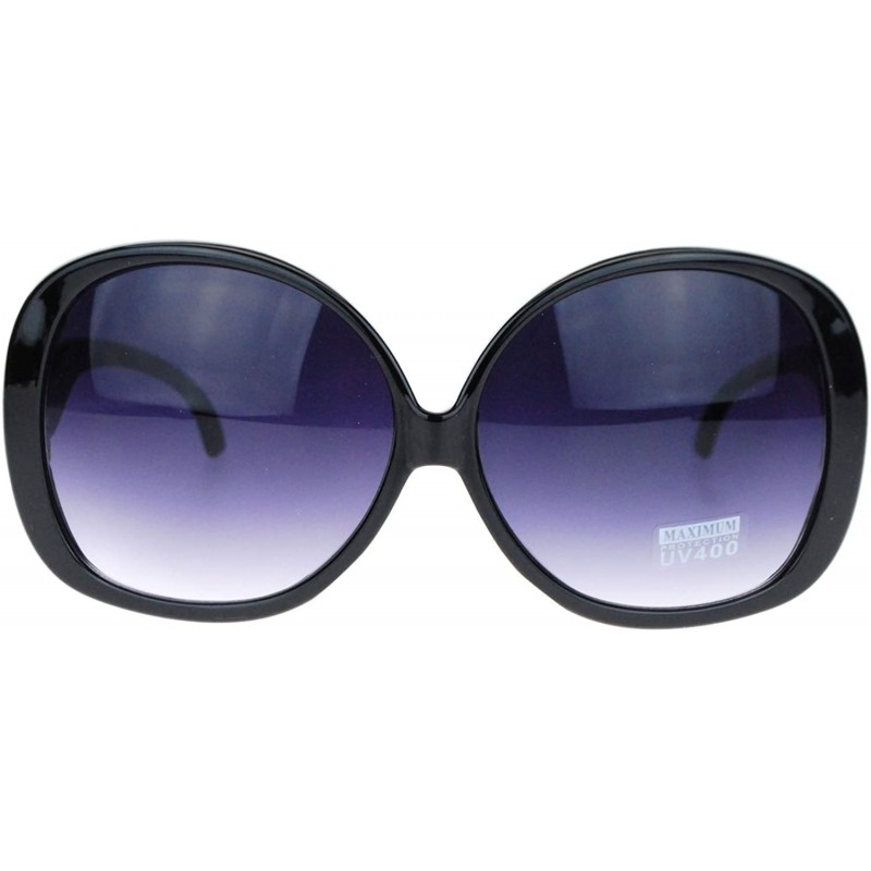 Oversized Wavy Curly Drop Temple Extra Large Round Butterfly Sunglasses - Black Smoke - CQ11YNNH9ZV $13.06