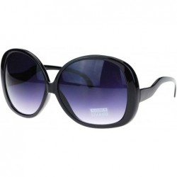 Oversized Wavy Curly Drop Temple Extra Large Round Butterfly Sunglasses - Black Smoke - CQ11YNNH9ZV $13.06