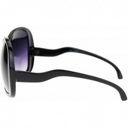 Oversized Wavy Curly Drop Temple Extra Large Round Butterfly Sunglasses - Black Smoke - CQ11YNNH9ZV $13.06