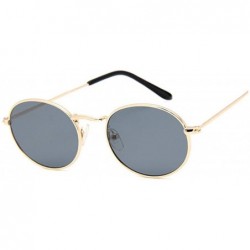 Oval Retro Round Pink Sunglasses Women Brand Designer Sun Glasses Alloy Mirror Female Oculos De Sol Brown - Goldgray - C1197Y...