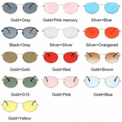 Oval Retro Round Pink Sunglasses Women Brand Designer Sun Glasses Alloy Mirror Female Oculos De Sol Brown - Goldgray - C1197Y...