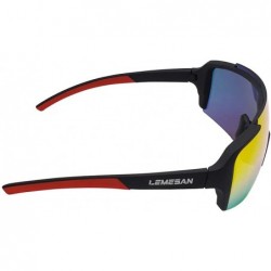 Round Polarized Sports Sunglasses Cycling Glasses Baseball Running Fishing Driving - 05blackred(colorfullens) - C718XSHU6TM $...