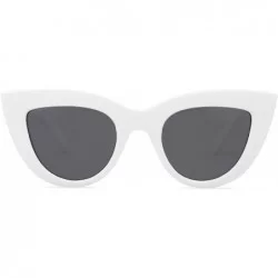 Wayfarer Retro Vintage Cateye Sunglasses for Women Plastic Frame Mirrored Lens SJ2939 - A8 White Frame/Grey Lens - CW189O897M...