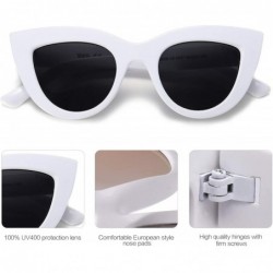 Wayfarer Retro Vintage Cateye Sunglasses for Women Plastic Frame Mirrored Lens SJ2939 - A8 White Frame/Grey Lens - CW189O897M...
