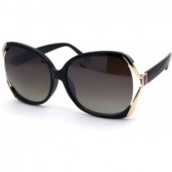 Butterfly Womens Metal Ribbon Hinge Large Butterfly Designer Sunglasses - Black Gold Brown - CS196WX2E8S $23.39