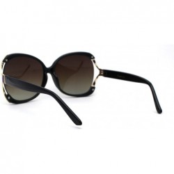 Butterfly Womens Metal Ribbon Hinge Large Butterfly Designer Sunglasses - Black Gold Brown - CS196WX2E8S $10.77