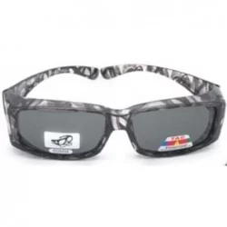 Wrap Polarized Lenscovers Fit Wear Over Glasses Rectangular Sunglasses - 60mm - Gra - CO1979XKRIY $26.06