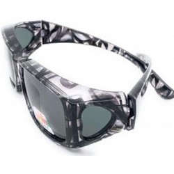 Wrap Polarized Lenscovers Fit Wear Over Glasses Rectangular Sunglasses - 60mm - Gra - CO1979XKRIY $11.81
