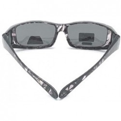 Wrap Polarized Lenscovers Fit Wear Over Glasses Rectangular Sunglasses - 60mm - Gra - CO1979XKRIY $11.81