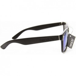 Wayfarer 8025 Retro Matte Black Horned Rim Flash Colored Lens Sunglasses- Black Midnight- 50mm - CI116RH6425 $12.93