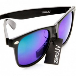 Wayfarer 8025 Retro Matte Black Horned Rim Flash Colored Lens Sunglasses- Black Midnight- 50mm - CI116RH6425 $12.93