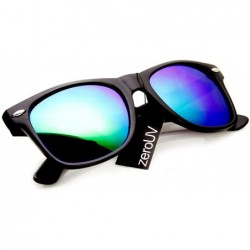 Wayfarer 8025 Retro Matte Black Horned Rim Flash Colored Lens Sunglasses- Black Midnight- 50mm - CI116RH6425 $12.93