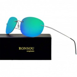 Sport Ultralight Rimless Polarized Sunglasses for Men Women Vintage Titanium Frameless Colorful Fashion Shades - CL18LXO2A8S ...