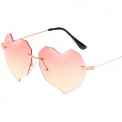 Rimless Rimless Heart Heart Retro multilateral Irregular Sunglasses for Women - 7 - C9198SKAE56 $21.83