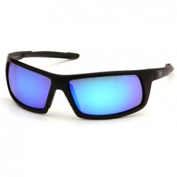 Goggle Stonewall Safety Sunglasses - Black Frame/Ice Blue Mirror Anti-Fog Lens - CX11RN037LB $35.79