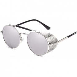Goggle Retro Round Steampunk Sunglasses Men Women Side Shield Goggles Metal Frame Gothic Mirror Lens Sun Glasses - CR197A2NNC...
