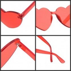 Rimless Rectangle Sunglasses For Women-Fashion Sheer Pink-Blue Lens-Rimeless Glasses Trendy - Clear Red - CH18NNSDW2L $8.87