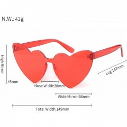 Rimless Rectangle Sunglasses For Women-Fashion Sheer Pink-Blue Lens-Rimeless Glasses Trendy - Clear Red - CH18NNSDW2L $8.87