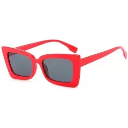 Goggle Square Sunglasses Small Vintage Candy Color Tinted Lens Shades UV400 Sun Glasses - Red&grey - C318NW2ZKCK $16.91