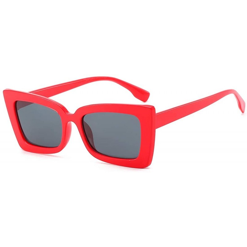 Goggle Square Sunglasses Small Vintage Candy Color Tinted Lens Shades UV400 Sun Glasses - Red&grey - C318NW2ZKCK $10.76