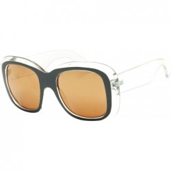 Square Brigg UV400 Retro Look Thick Square Frame Sunglasses - Clear-amber - CL18EHKWX9U $9.88