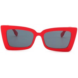 Goggle Square Sunglasses Small Vintage Candy Color Tinted Lens Shades UV400 Sun Glasses - Red&grey - C318NW2ZKCK $10.76