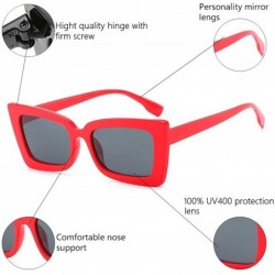 Goggle Square Sunglasses Small Vintage Candy Color Tinted Lens Shades UV400 Sun Glasses - Red&grey - C318NW2ZKCK $10.76