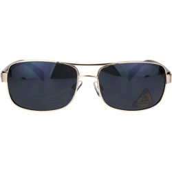 Sport Classic Mens Rectangular Agent Officer Style Sport Metal Rim Sunglasses - Gold Black - CW17YSQ7ZZA $18.68