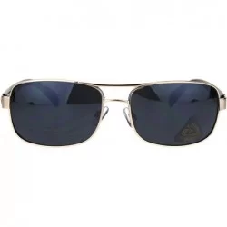 Sport Classic Mens Rectangular Agent Officer Style Sport Metal Rim Sunglasses - Gold Black - CW17YSQ7ZZA $12.54