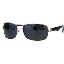 Sport Classic Mens Rectangular Agent Officer Style Sport Metal Rim Sunglasses - Gold Black - CW17YSQ7ZZA $12.54