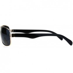 Sport Classic Mens Rectangular Agent Officer Style Sport Metal Rim Sunglasses - Gold Black - CW17YSQ7ZZA $12.54