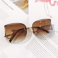 Rimless Oversized Irregular Cateye Sunglasses for Women Rimless Eyewear UV400 - Grey Pink - CQ1902XQ47Z $16.51